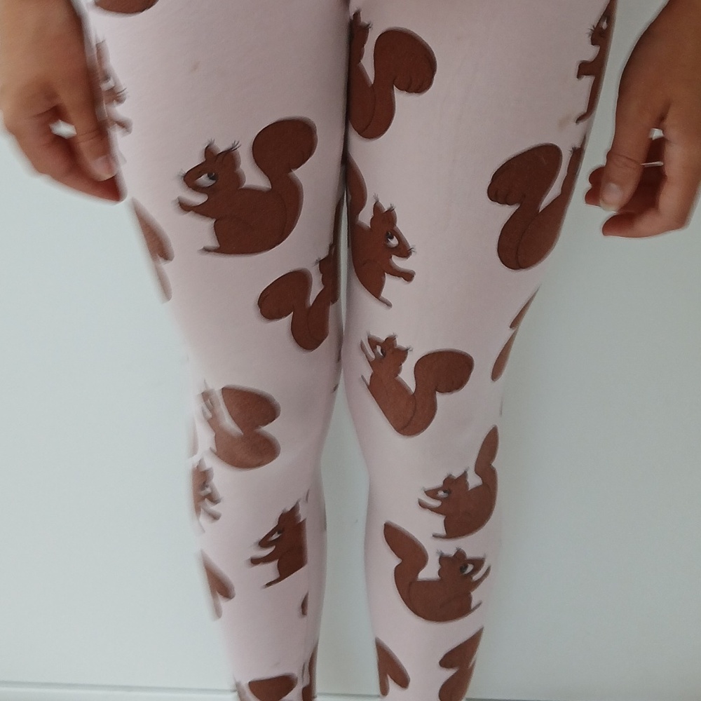 Mini Rodini Baby Pink Squirrel Leggings Size 8-9 years